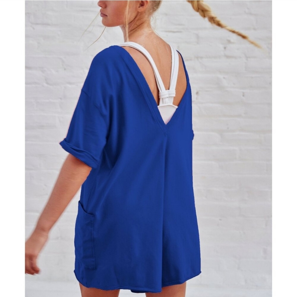 FP Movement by Free People Royal Blue V-Back Romper - Picture 1 of 2